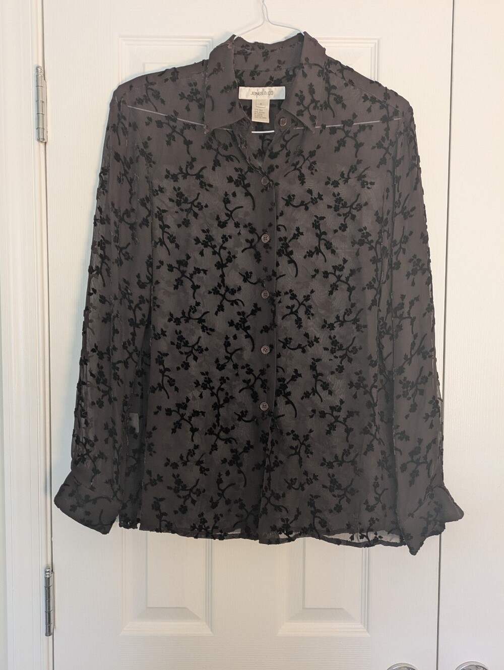 Y2K Velvet Sheer Jones&Co Button Down Sz M